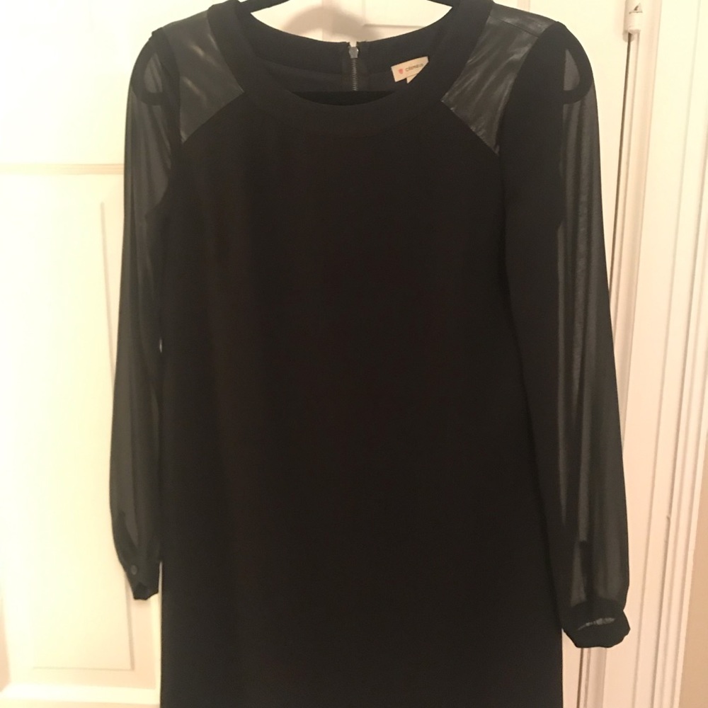 Cremieux black leather shoulder shift dress 2